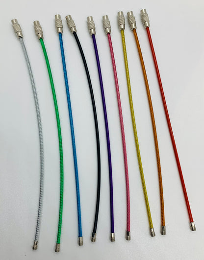 * Luggage Tag ID holders Key Colored Nylon Coated Stainless Steel Wire Loops