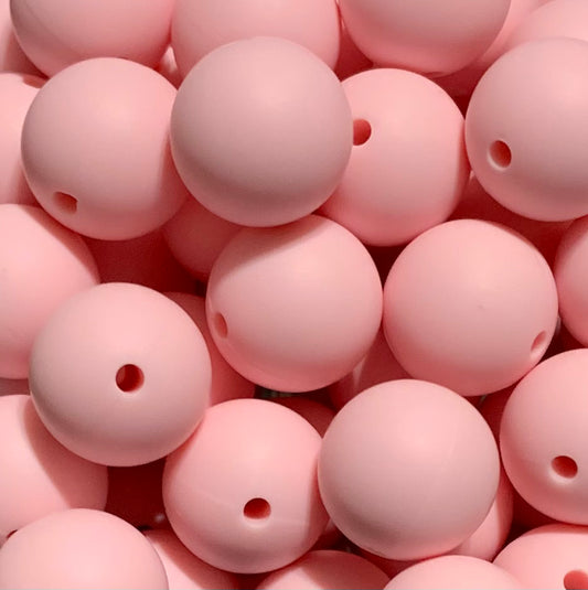 15mm Solid Pink Lemonade Round Silicone Beads