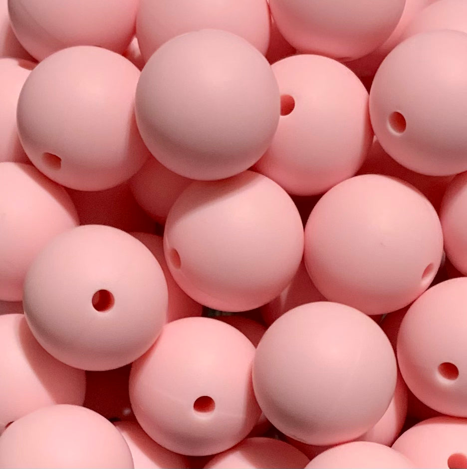 12mm Round Solid Pink Lemonade Silicone Beads