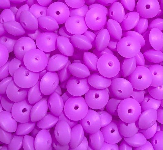 12mm Lentil GLOW Purple in the Dark Silicone