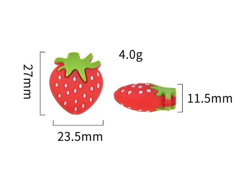 Strawberry Silicone Focal Bead, Fruit Silicone Bead,  Shape Silicone Bead