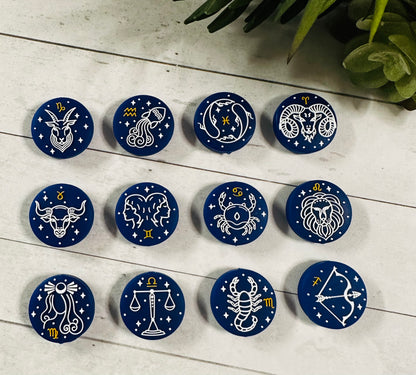 Custom Blue Zodiac Silicone Focal Bead , Constellation Focal Bead