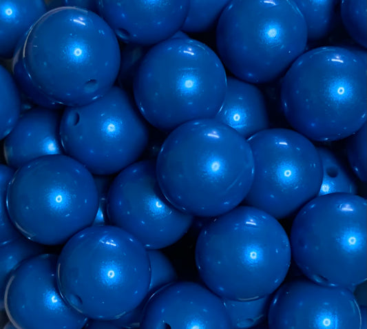 15mm Metallic Blue Round Silicone Beads,