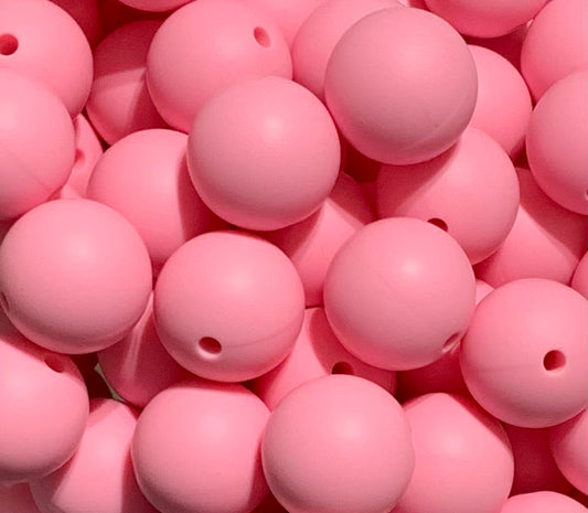 15mm Solid Sweet Pink Round Silicone Beads