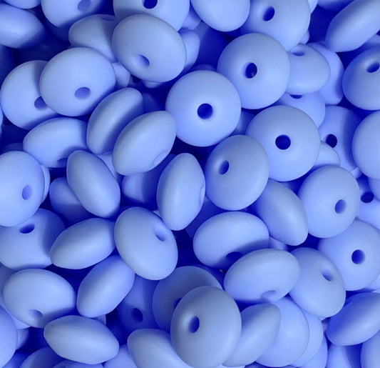 12mm Lentil Cool Springs Blue Silicone Bead