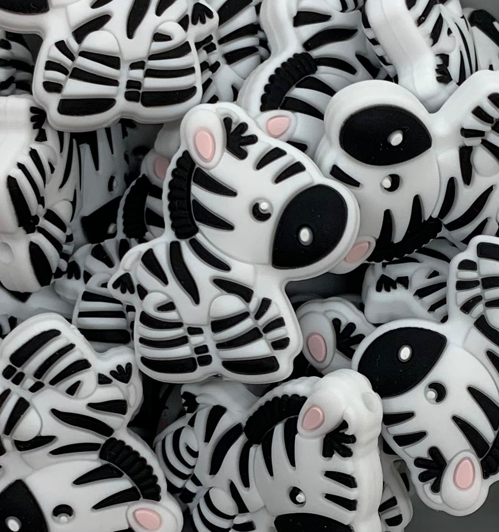 Cute Zebra Focal Bead,  Animal Silicone Focal Bead