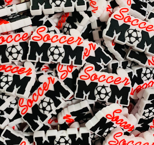 Soccer Mom Focal Silicone Bead, Sports Focal Silicone Bead