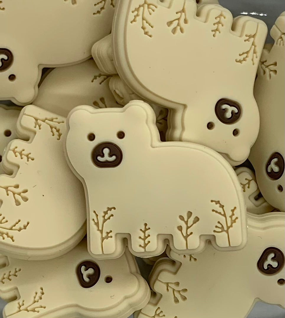 Polar Bear Silicone Focal Bead, Animal Shape Silicone Bead, Winter Silicone Bead