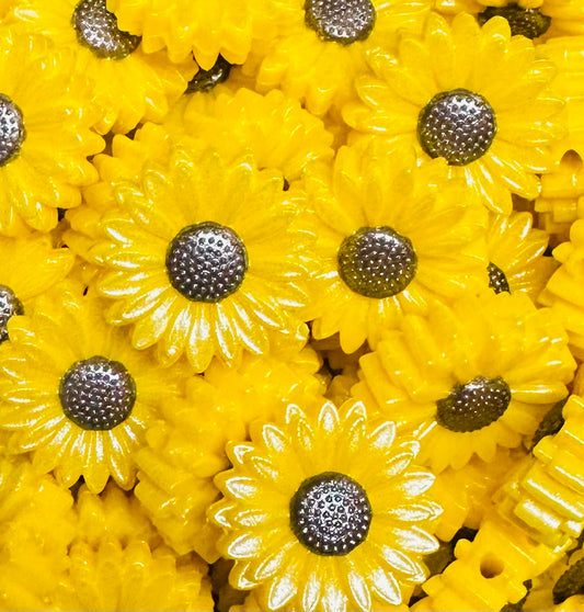 Opal Sunflower YELLOW Silicone Focal Bead, Daisy Silicone Bead, Flower Shape Silicone Bead