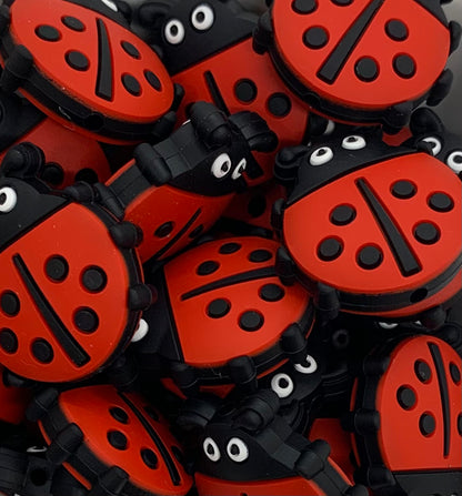 Ladybug Silicone Focal Bead, Animal Shape, Bug Silicone Bead