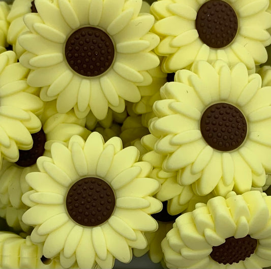 Sunflower SOFT YELLOW Silicone Focal Bead, Flower Shape Silicone Bead