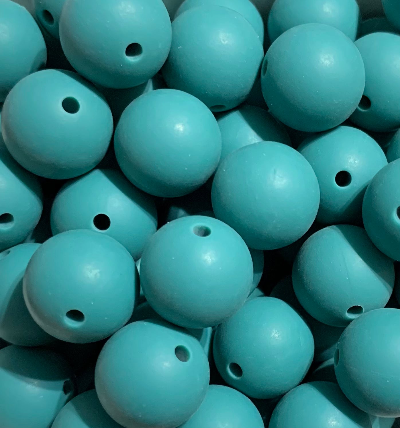 15mm Solid Custom Capri Blue Round Silicone Beads