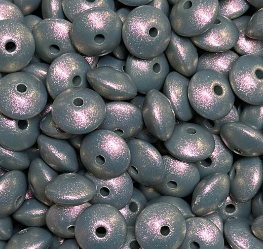 12mm Lentil Opal Dark Grey Silicone Bead, Pearl Lentil