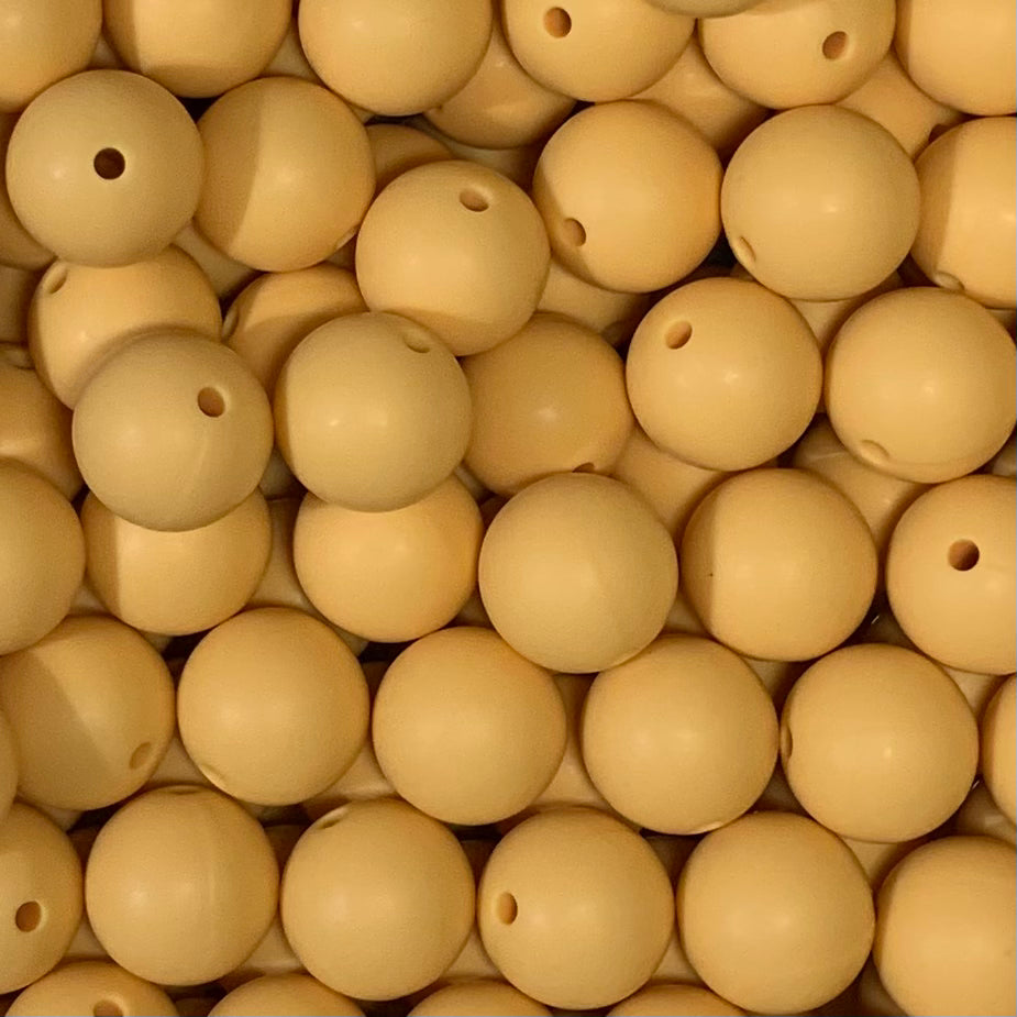 12mm Round Solid Butterscotch Silicone Bead