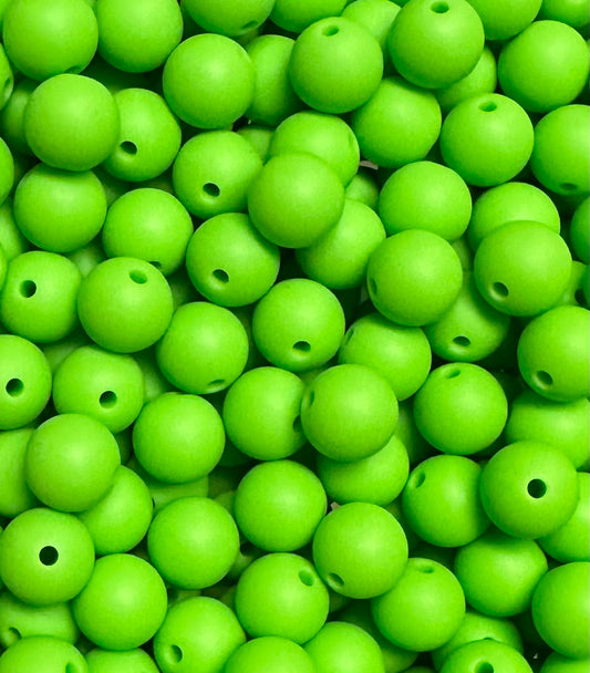 12mm Round Solid Chartreuse Green  Silicone Beads