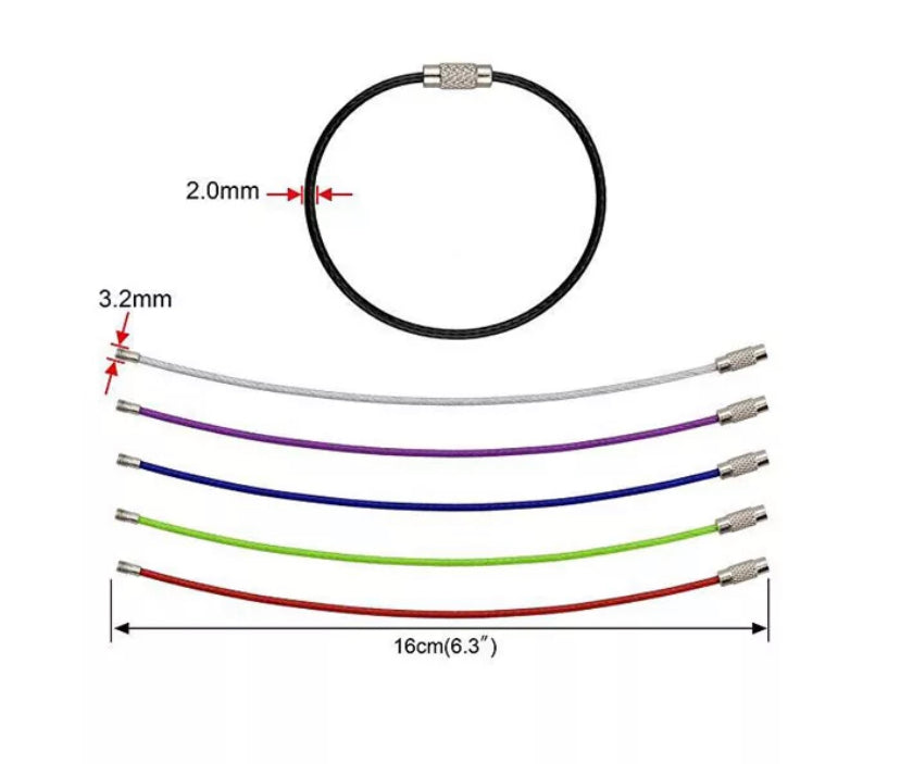 * Luggage Tag ID holders Key Colored Nylon Coated Stainless Steel Wire Loops