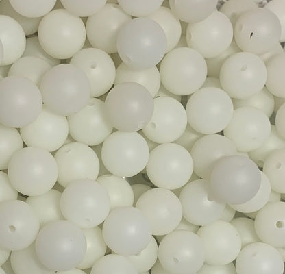 15mm GLOW White Silicone Beads