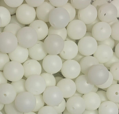 12mm Round GLOW White Silicone Beads, Glow in the Dark