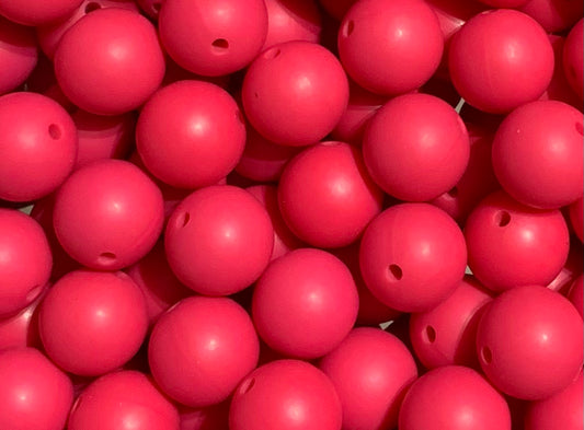 15mm Solid Raspberry Round Silicone Beads, Beads Wholesale