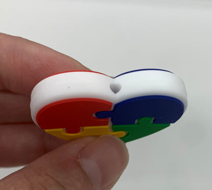 Custom Puzzle Heart Silicone Focal Bead,  Autism Awareness Bead, Heart Shape Silicone Bead
