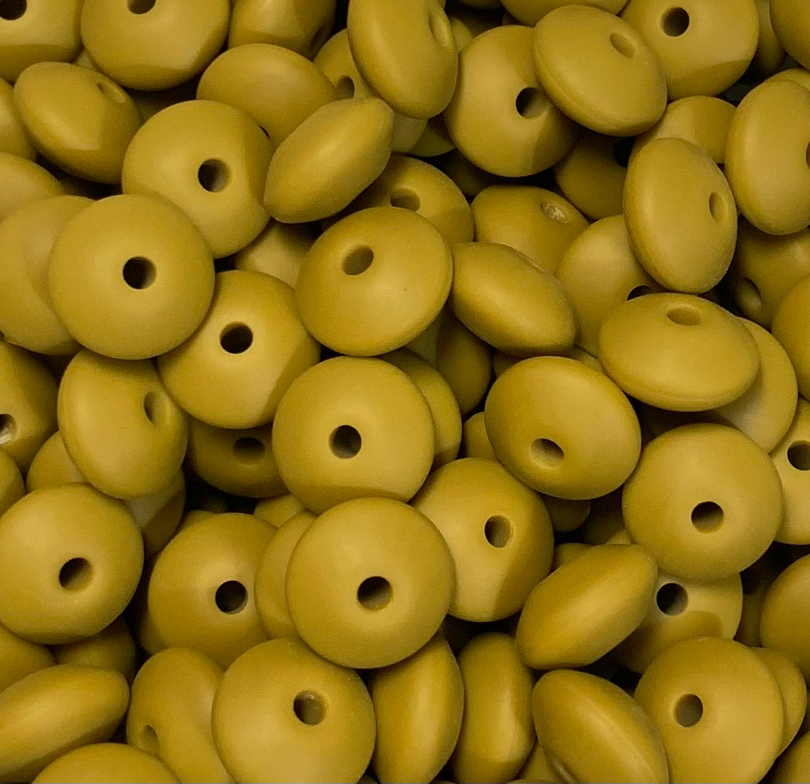 12mm Lentil Olive Green Silicone Beads