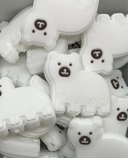 Polar Bear Silicone Focal Bead, Animal Shape Silicone Bead, Winter Silicone Bead