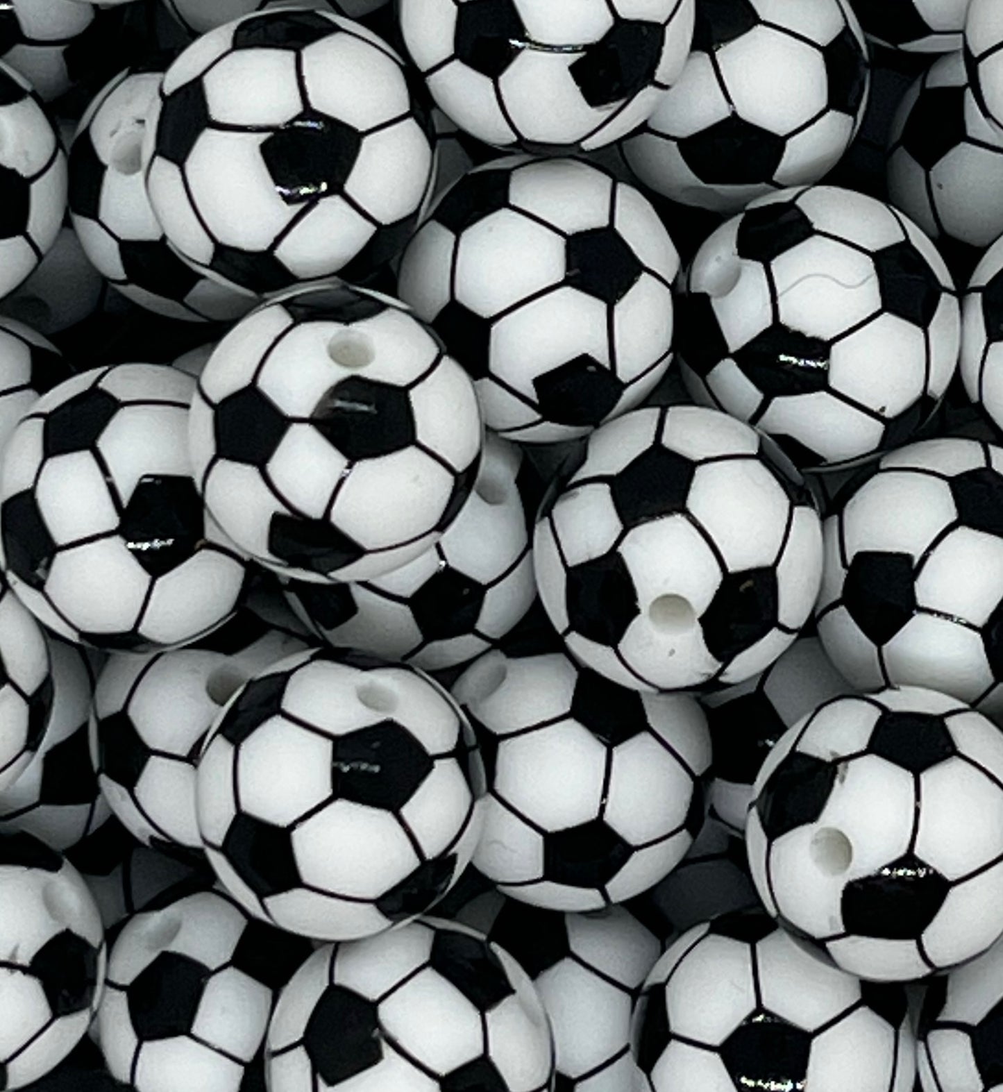 15mm Soccer Round Silicone Beads, Soccer Print Round Silicone Beads, S –  The Silicone Bead Store LLC