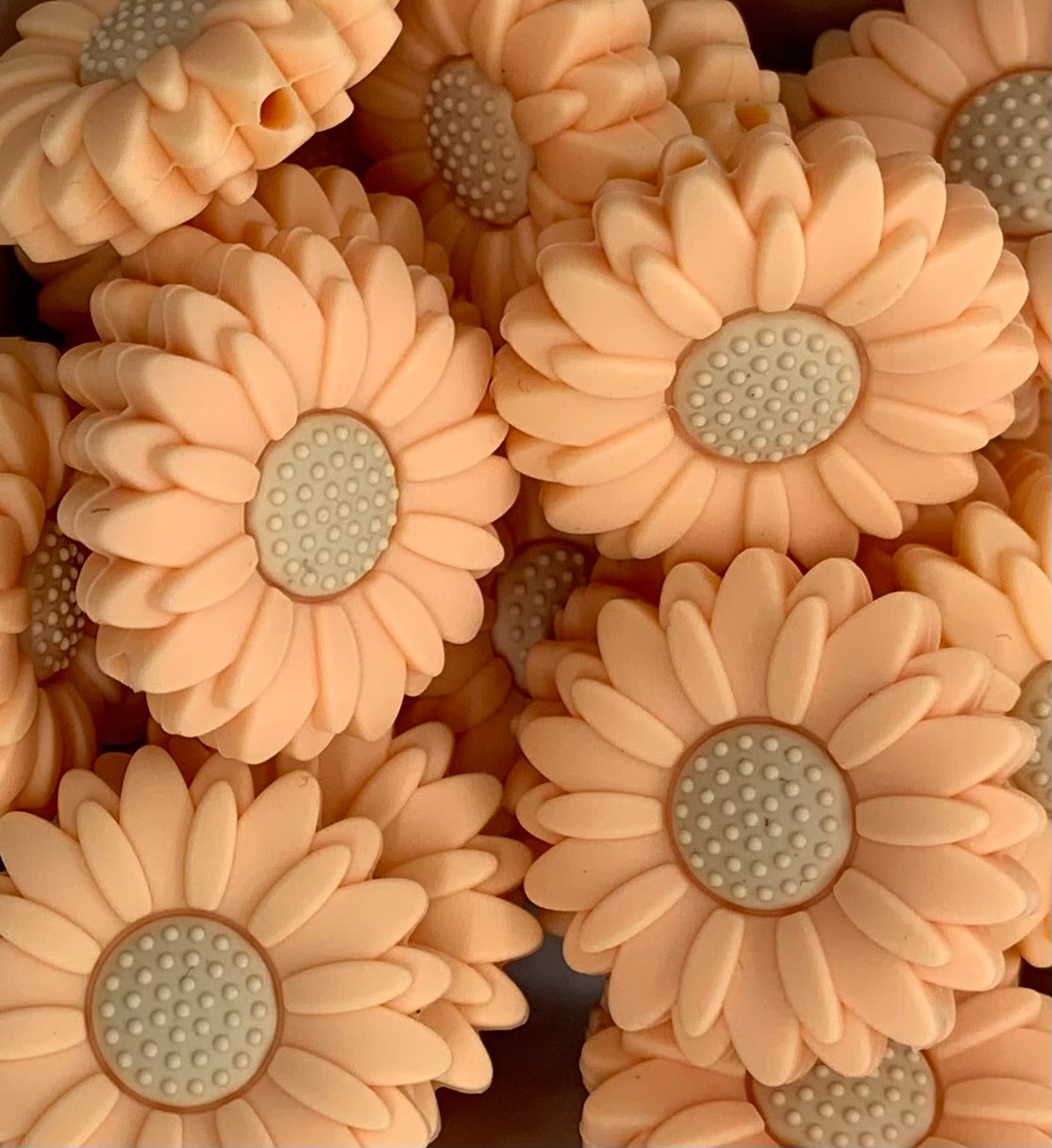 Sunflower CORAL Silicone Focal Bead, Flower Shape Silicone Bead