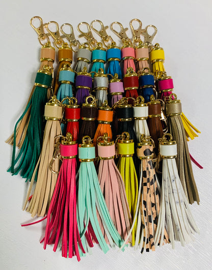 * Gold 4in Keychain Leather Tassel