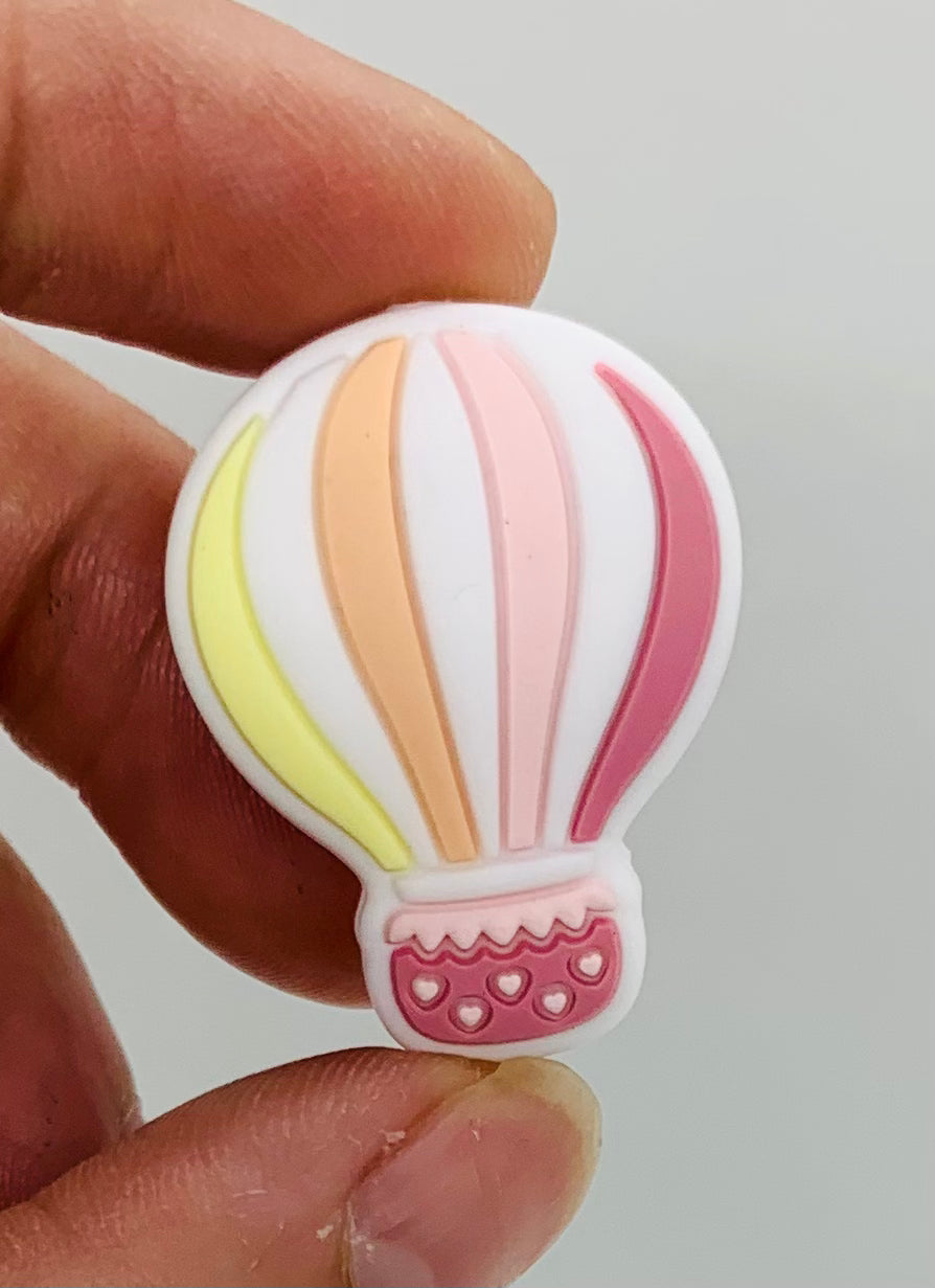 Hot Air Balloon Silicone Focal Bead, Rainbow Hot Air Balloon Shape Silicone Bead, Rainbow Silicone Bead