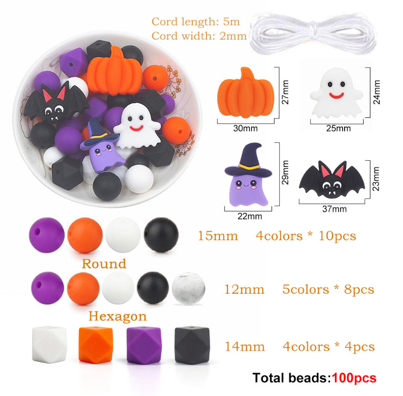 * Bead Mix - Happy Halloween Silicone Bead Mix, Halloween Bead Mix