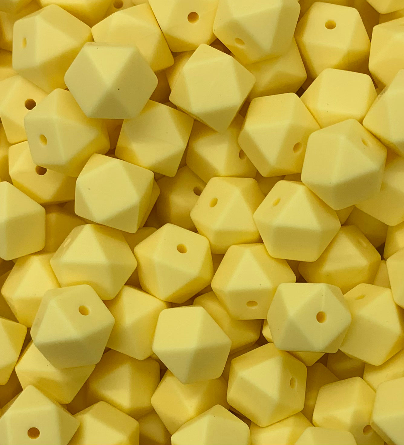 14mm Hexagon Custard Yellow Silicone Beads