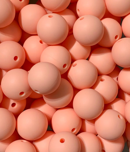 15mm Solid Sassy Peach Round Silicone Beads