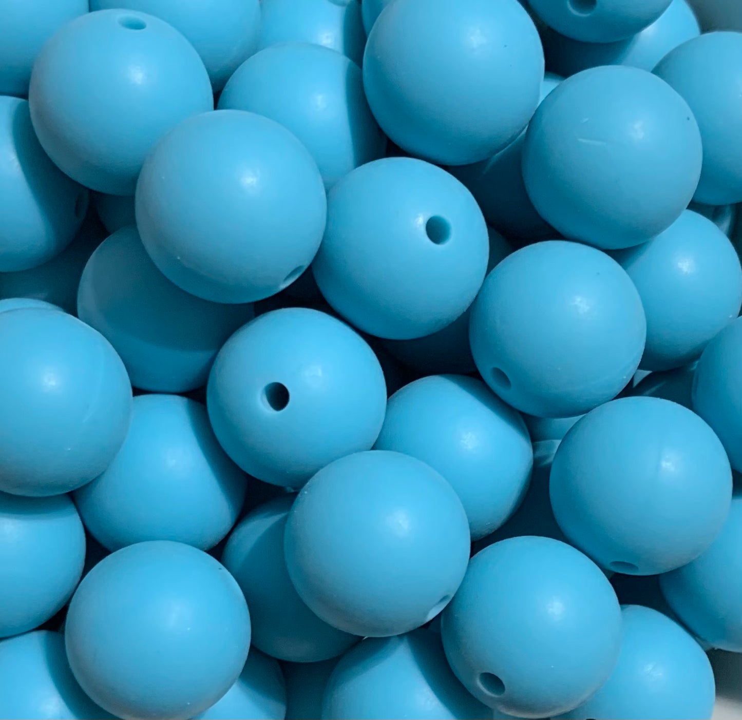 15mm Solid Custom Ocean Blue Round Silicone Beads