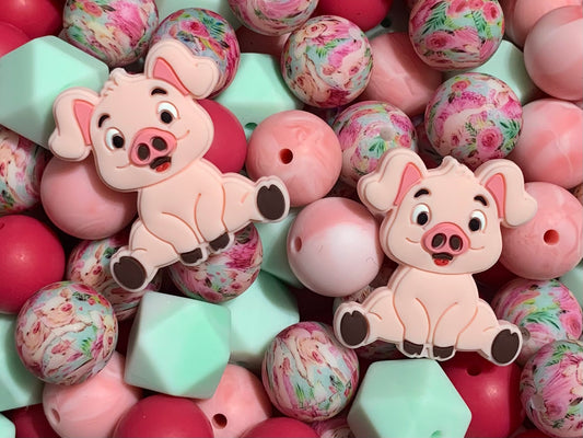 * Bead Mix - Pigs & Roses Mix , Silicone Bead Mix