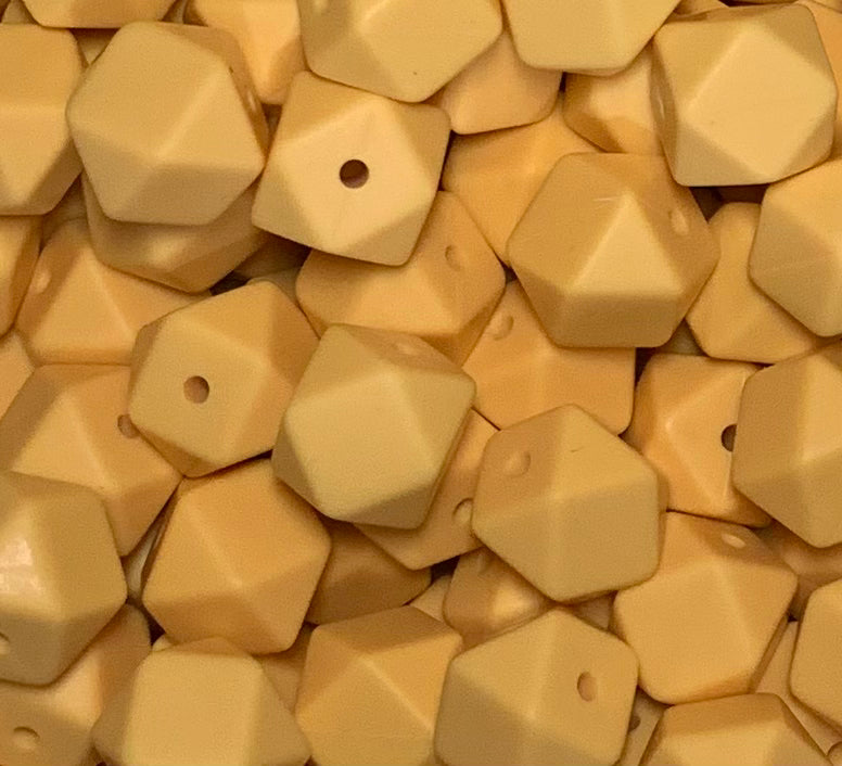 14mm Hexagon Butterscotch Silicone Bead