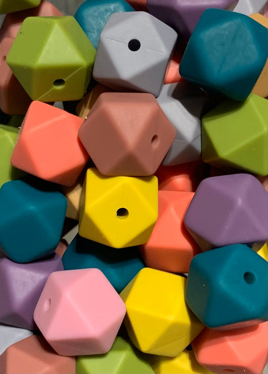 * Bead Mix - Earthy Pack 14mm Hexagon Silicone Bead Mix Bag