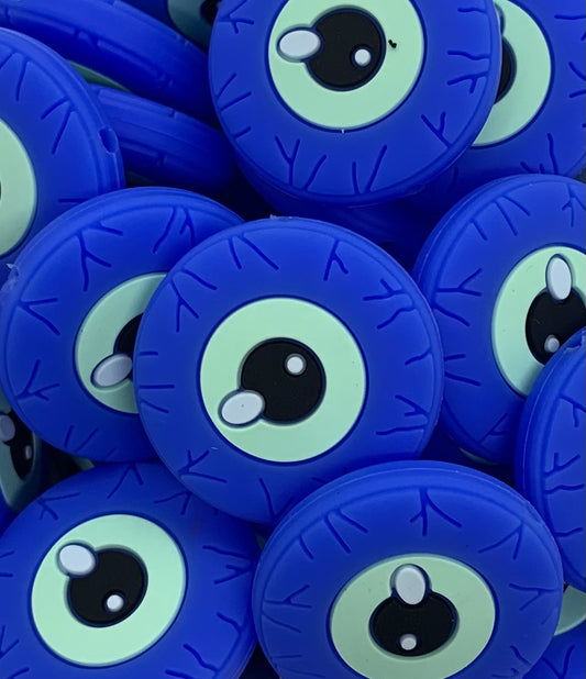 Blue Eyeball Focal Silicone Bead, Halloween  Silicone Bead, Eyeball Shape Silicone Bead