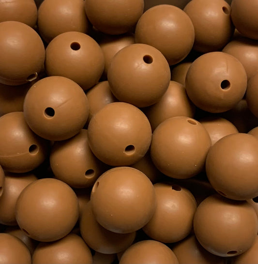 15mm Solid Custom Gingerbread Brown Silicone Beads