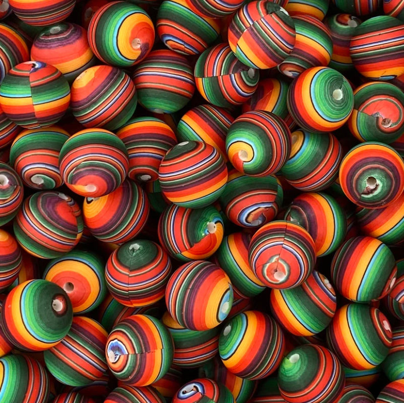 15mm Print Serape Round Silicone Beads