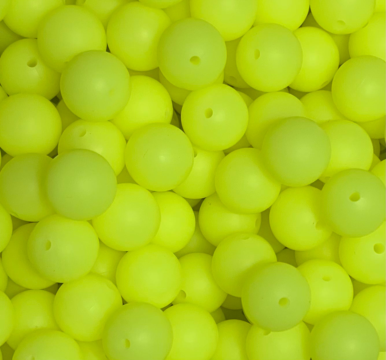 15mm GLOW Neon Yellow Round Silicone Beads