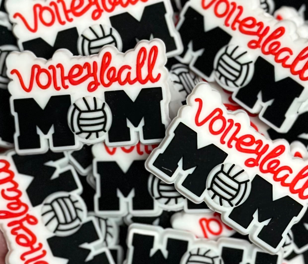 Volleyball Mom Focal Silicone Bead, Sports Focal Silicone Bead