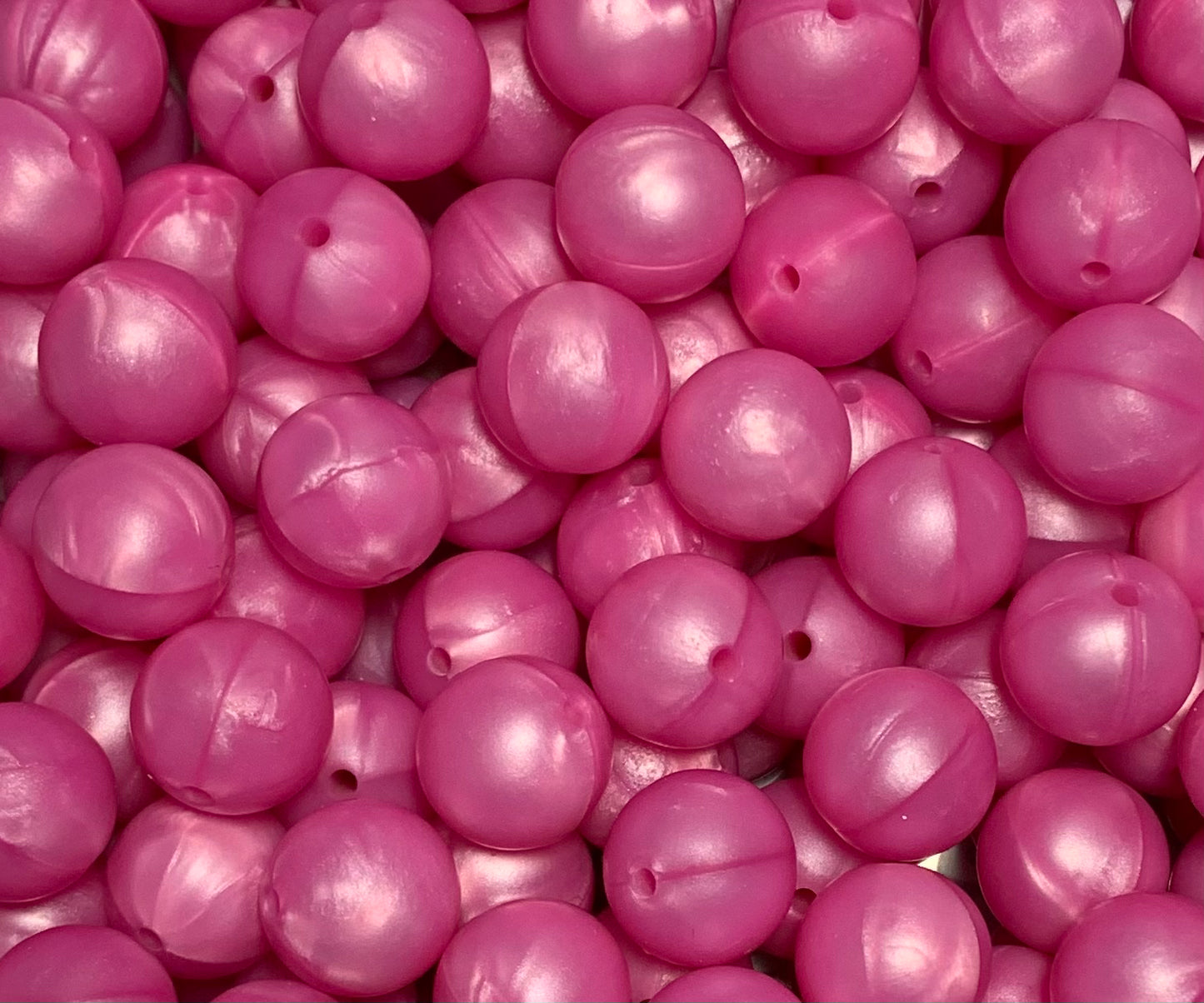 15mm Solid Pearl Fuchsia Round Silicone Beads