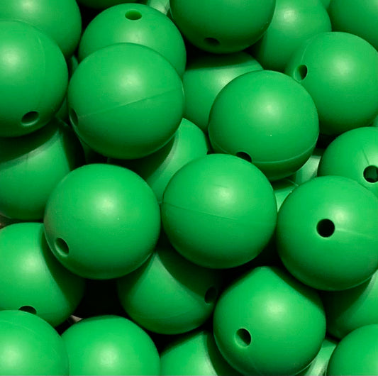15mm Solid Fern Green Round Silicone Beads